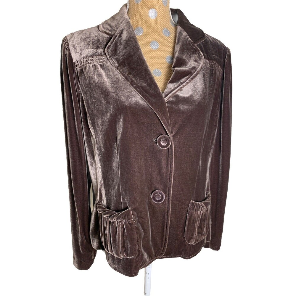 Nic + Zoe Womens Velvet Blazer Whimsigoth Witch Goth Versatile Silk Blend Pleats